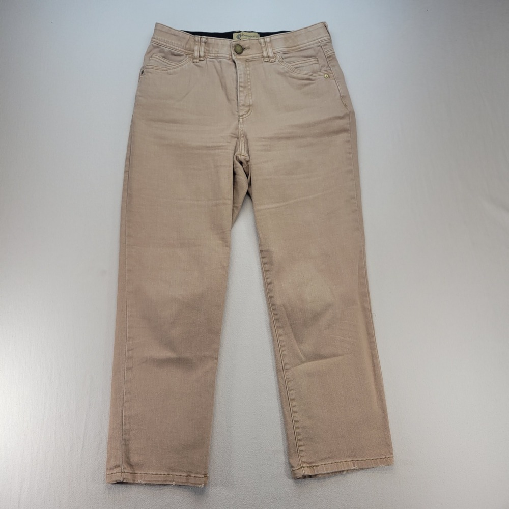 Democracy Pants Women 10 Brown Tan Ab Solution Straight Leg Khaki Denim